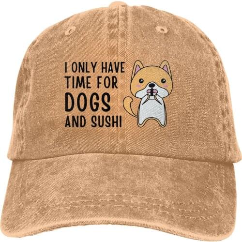 I Only Have Time For Dogs And Sushi The Baseball Cap Peaked capt Sport Unisex Outdoor Custom Sushi Corgi Kwaii Dog Foods Hats