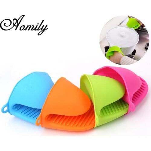 Aomily 1Pc Silicone Heat Resistant Gloves Clips Insulation Non Stick Anti-slip Pot Bowel Holder Clip Cooking Baking Oven Mitts