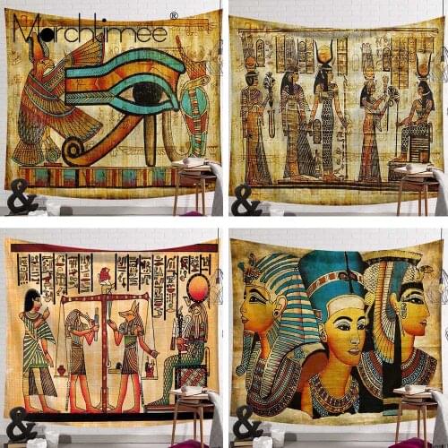Yellow Ancient Egypt Tapestry Wall Hanging Old Culture Printed Hippie Vintage Egyptian Tapestries Wall Cloth Home Decor Tapestry