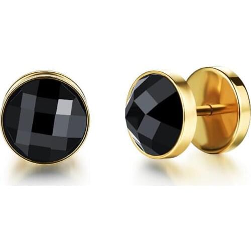 Stainless Steel Fashion Delicate Black Rhinestone Women Stud Earrings Jewelry Gift For Him
