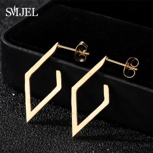 SMJEL Fashion Korean Earrings Jewelry Punk Geometric Triangle Stainless Steel Drop Earring Gift for Women Girls boucle d’oreille