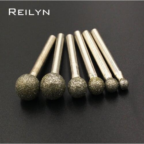 1pc 60# 6x6mm, 6x12mm, 6x20mm Emery grinding points Diamond abrasive bits jade grinding burr teeth dental machine abrasives