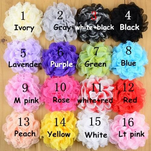 10pcs/lot 16colors Shabby Lace Mesh Chiffon Flower For Baby Girls Hair Accessories Artificial Fabric Flowers For Headbands