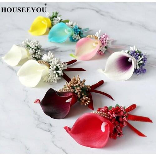 3PCS/Lot Corsage Flowers Suit Fashion Wedding Party Groom Groomsman Clip-On Artificial Boutonniere Brooch Male Charming For Mans