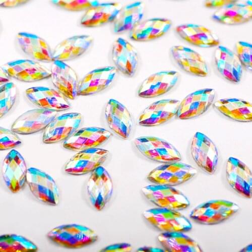 500Pcs/Lot 4*8mm Chameleon AB Horse Eye Acryl Non Hot Fix Rhinestones For Childrens Womens Jewelry Clothing DIY Accessories