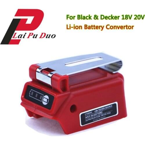 Lithium Battery Convertor Adapter With 12V DC Interface Converted to Charger Tool Apply to 18V 20V Batteries For Black & Decker