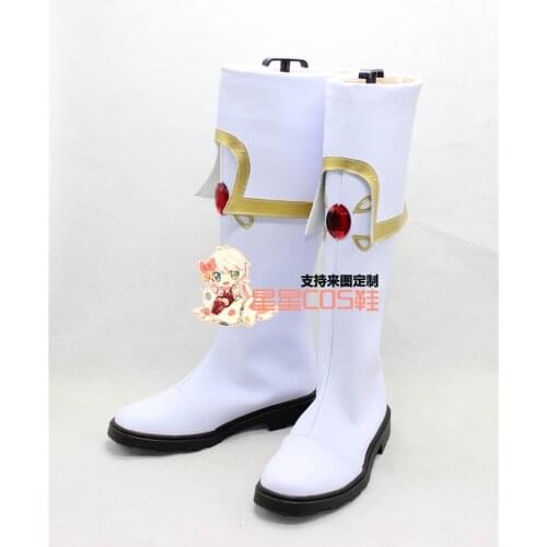 Dragon Nest Pastor White Long Halloween Cosplay Shoes Boots X002