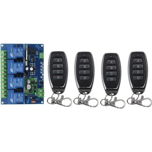 12V 24V 36V 48V 4CH 30A RF Wireless Remote Control Relay Switch Security System Garage Doors Gate Electric Doors 4* remote