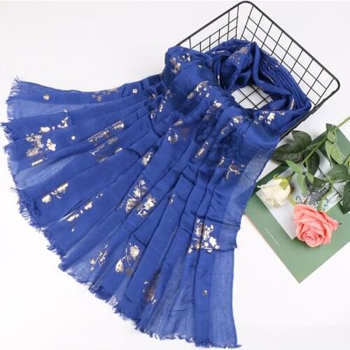 Shimmer floral hijab scarf cotton glitter shawls muslim fringed shawls wraps fashion headband scarves pashmina lady accessory