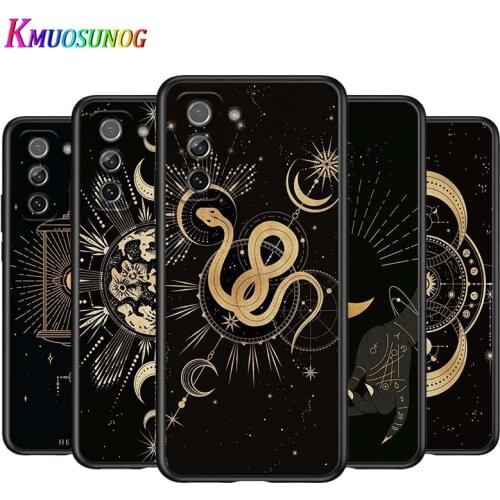Art Sun Flowers Snake Moon for Samsung Galaxy S21 Ultra Plus Note 20 10 9 8 S10 S9 S8 S7 S6 Edge Plus Black Phone Case