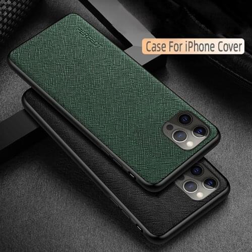 KAIBASSCE Business luxury leather cross textured rear case phone Case For iPhone 12 Mini 12 Pro Max11 Pro Max Xs Max XR X cover
