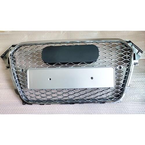 For RS4 Style Front Sport Hex Mesh Honeycomb Hood Grill Silver for Audi A4/S4 B8.5 2013-2016 car-styling accessories