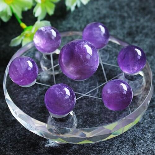 Feng Shui seven star array natural amethyst ball + plate base decoration