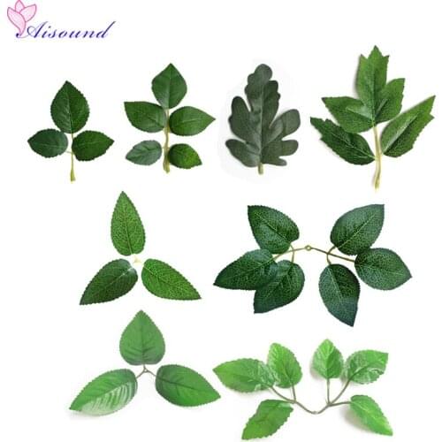Artificial Silk Rose Leaves Artificial Greenery For Wedding Decoration DIY Flower Crafts Supplies DIY Plants Leaf 100pcs/lot