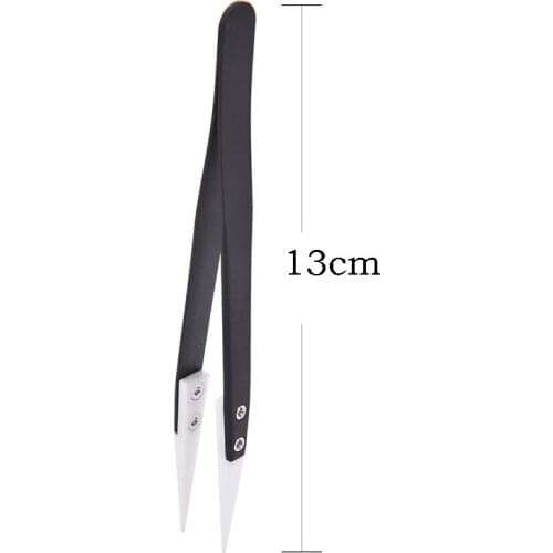 Stainless Steel Ceramic Tweezers Heat Resistant Non Conductive Ceramic Pointed Tip DIY Tools Straight Long Nose
