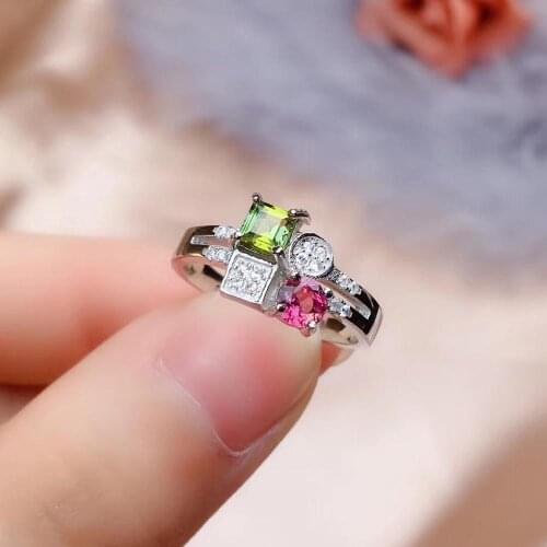 Tourmaline ring Natural and real tourmaline ring 4*4mm gemstone 925 sterling silver Ring