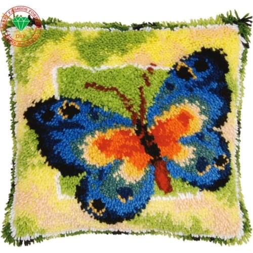 Butterfly Rug kits embroidery pillowcases stitch embroidery thread Latch hook rug kits cushion rug home cushion mat hook rug