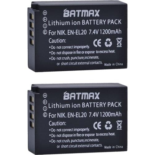 Batmax 2x 1200mAh EN-EL20 EN EL20 ENEL20 Rechargeable Li-Ion Battery for NIKON 1 J1 J2 J3 S1 Camera Drop shipping z1