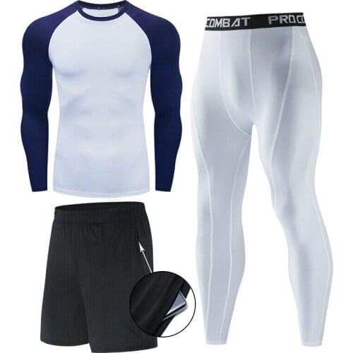 GYM Men Sportswear Compression Sport Suits Quick Dry Running Sets Gym Fitness Joggers Training Tracksuits MMA Rashguard Wear Set