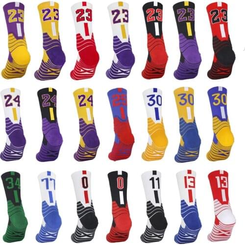 Mens Basketball Socks Number Sports Socks Knee High Thickened Towel Bottom Cycling Running Basket Child Adult calcetines Socks