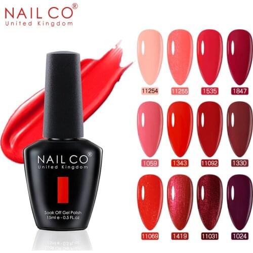 NAILCO New 15ML Red Fire Color Series Gel Nail Polish Nails Art Semi-permanent UV Hybrid Varnish Nail Supplies for Professional