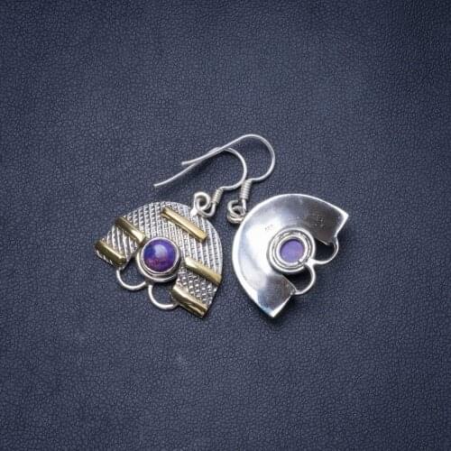 Natural Two Tones Variscite Handmade Unique 925 Sterling Silver Earrings 1.25" Y0463