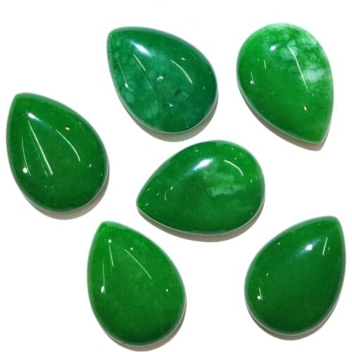 Natural Stone Green Agates Cabochon Beads Flat Back Water Drop Shape No Hole Loose Beads For jewelry making DIY Ring accessories