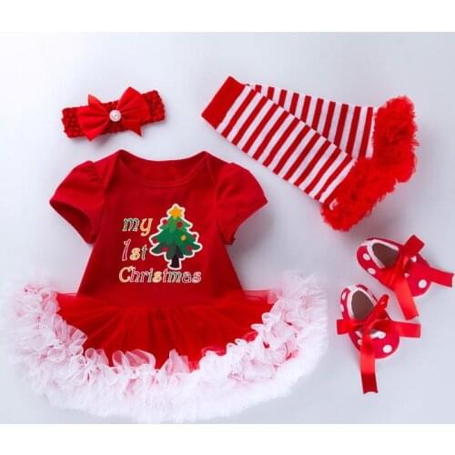 2020 New Christmas Outfits Summer Baby Clothes Toddler Girl Suits Baby Clothing Sets For Kids Party Princess Tutu Sets 4pcs
