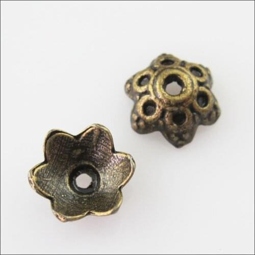 New 70Pcs Antiqued Bronze Color Flower End Bead Caps Connectors 8mm