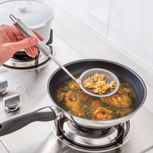 New Long Handle Stainless Steel Soybean Milk Filter Net Small Ladle Strainer Fine Mesh Oil Filter Screen Kitchen Tools Colander
