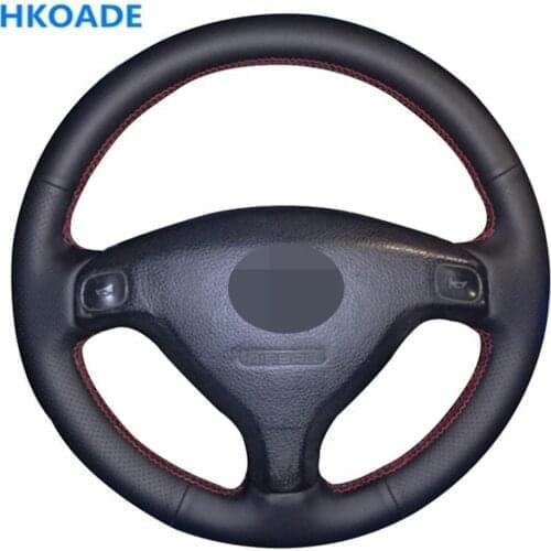 DIY Sweat Car Steering Wheel Cover for Opel Astra G 1998-2007 Zafira A 1999-2005 Chevrolet Sail 2003 Black Genuine Leather