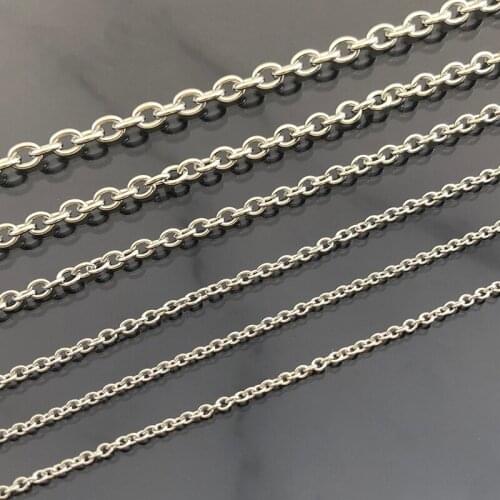 1 Meter Stainless Steel Cross O Chain Necklace Findings DIY Jewelry Making Handmade 1.5mm 2mm 2.5mm 3mm 3.8mm 4.5mm 5mm