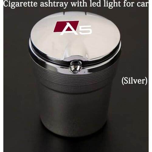 Suitable for Audi A5 accessories car ashtray with blue LED Night Light, a variety of metal style logo