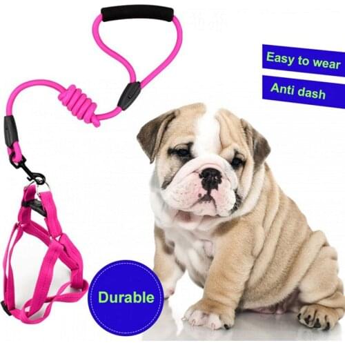 Durable Anti Pull Dog Collar Dog Harness Leash Leads Dog Accessories Puppy Vest Leash For Dog Rope Dia. 1.0cm