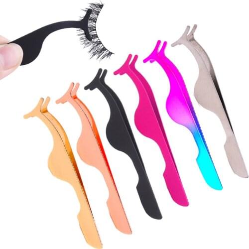 Beauty Tweezer Tools Multifunctional False Eyelashes Stainless Auxiliary Eyelash Curler Tweezers Clip makeup Accessories tools