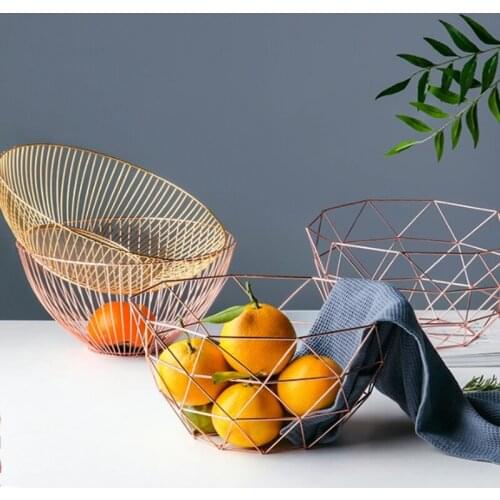 Nordic modern creative iron fruit basket living room tea table decoration household net red fruit plate snack storage basket
