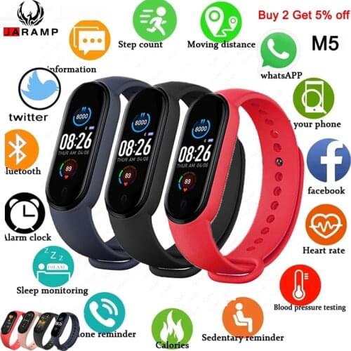 JARAMP M5 Smart Watch Smart Band Sport Fitness Tracker Pedometer Heart Rate Blood Pressure Monitor Bluetooth Bracelet Men Women