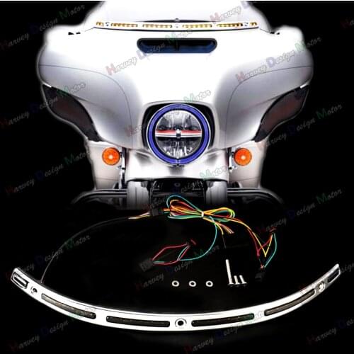 LED Chrome Windshield Trim For Harley Touring Street Glide FLHX CVO 2014 2015 2016 2017 2018 2019 2020 Models
