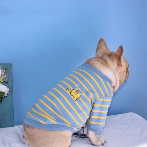Striped French Bulldog Sweatshirt Cotton Dog Tshirt Pug Hoodie Fashion Autumn Dogs Pets Clothing Halloween Clothes Pet Costume