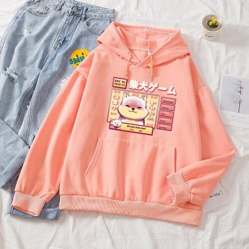 Shiba Inu Hoodie Harajuku Funny Cotton Hoodies Women Ullzang Cute Korean Style Autumn Winter Kawaii Sweatshirt Hoody Female