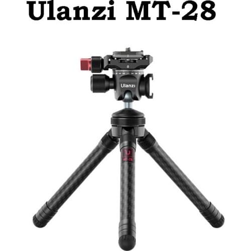 Ulanzi MT-28 Tripod Extendable for DSLR Smartphone SLR Camera Vlog Panoramic Ballhead Tripod Head with Cold Shoe Carbon Fiber