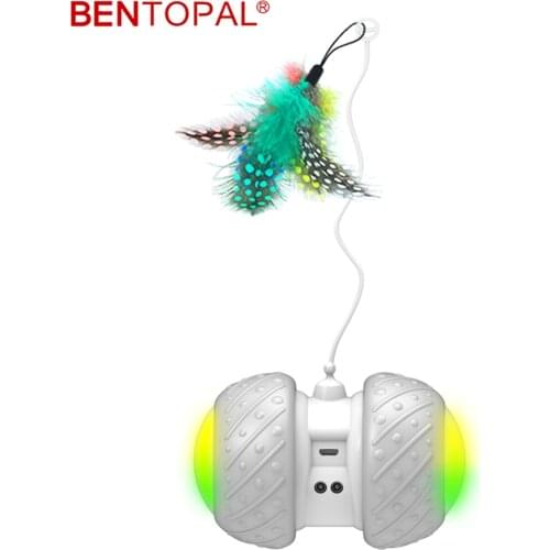 BENTOPAL- -Smart Interactive Feather Stick Cat Toys Automatic Electronic Cat Intelligently USB LED Light Pet Toys Cat Funny Toys