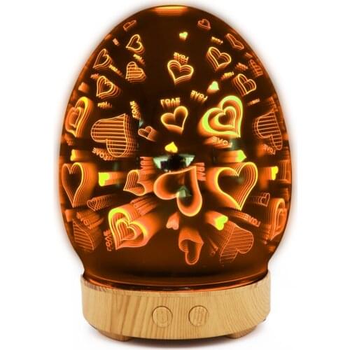 Air Humidifier Essential Oil Mini Ultrasonic Diffuser Aromatherapy Air Vaporizer Mist Maker Difusor De Aroma 3D Glass LED Light
