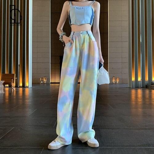 Woman Jeans 2021 New Fashion Straight Pants High Waist Casual Mom Baggy Jean Female Full Length Loose Denim Boyfriend Trouser