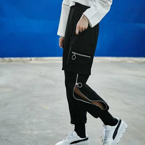 Women Streetwear Trousers Cargo Pants Casual Joggers Black High Waist Loose Female Trousers Harajuku Spoof Ladies Pants Capri