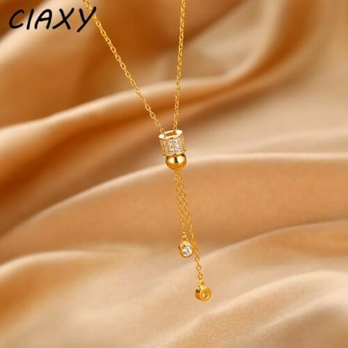 CIAXY 925 Sterling Silver Pearl Necklaces for Women Inlaid Zircon Transfer Beads Tassel Clavicle Chain 2021 Luxury Jewelry