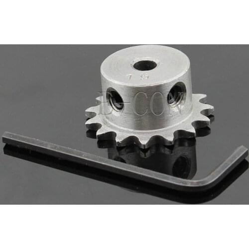 1pcs 8mm Bore 15 Teeth 15T Metal Pilot Motor Gear Roller Chain Drive Sprocket