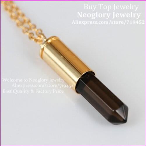 10PCS Natural Quartz Gem Stone Point Bullet Pendant Metal Casing Necklace Drusy Quartz Druzy Pendant Chain Necklace