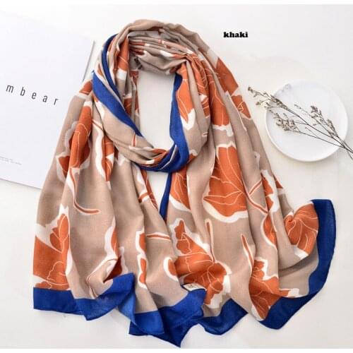 2020 Women Leaf Pattern Cotton Printed Pattern Scarf 2Colors 10pcs/lot