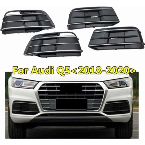 Car Front Lower Bumper Racing Grills Fog Light Grille For Audi Q5 Sport 2018 2019 2020 ABS Foglamp Frame OEM 80D807681E/682J